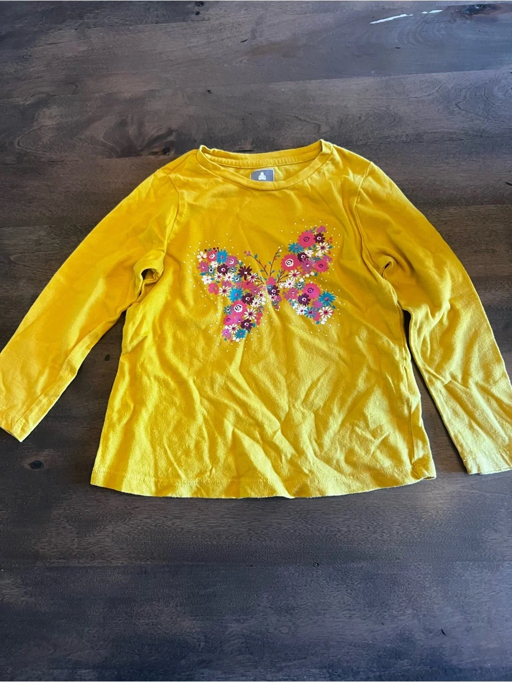 GAP Girls Mustard Floral Butterfly Long Sleeve Top 4T